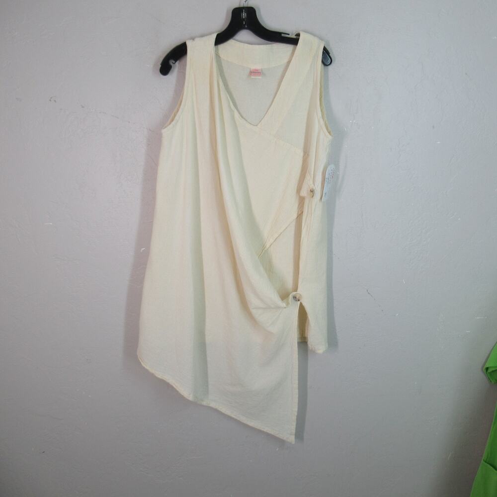 Maria de Guadalajara Faux Wrap Top Tunic M Cascada Ivory Beach Gauze Pullover
